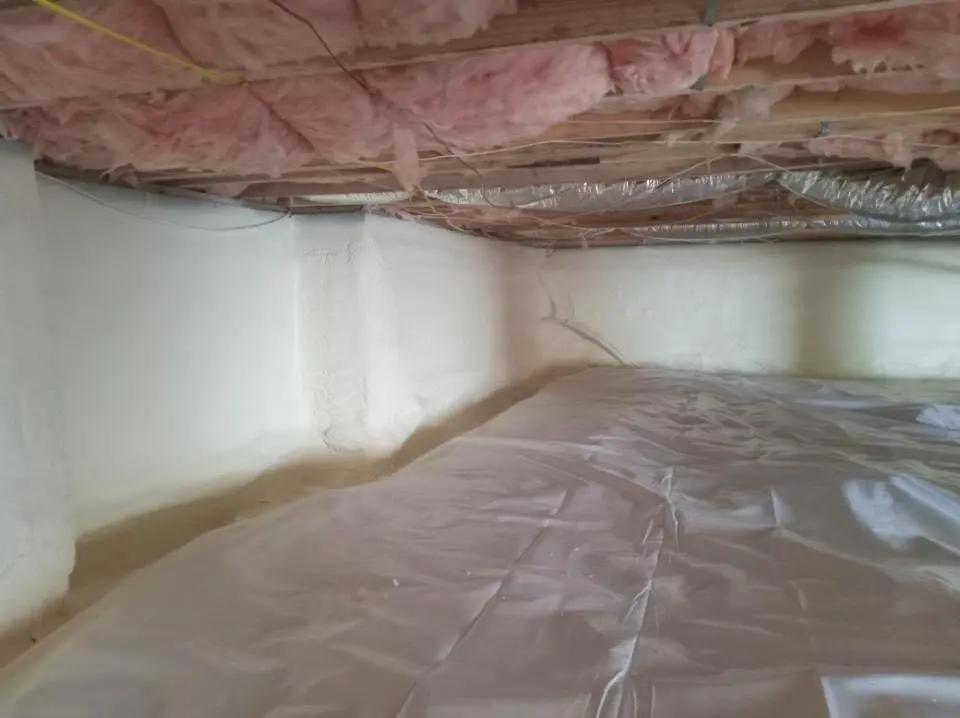Crawl space encapsulation with closed-cell spray foam for Roof Leak Repair in Ladue
